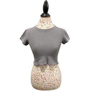 Brandy Melville grey cropped baby waffle tee.